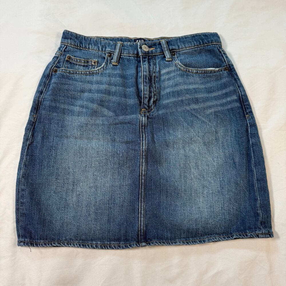 Vintage GAP denim mini skirt stretchy denim womens size 27